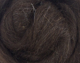 Black Jacob Wool Top Roving / 1-LB