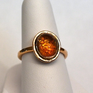 14kt 8x10 mm Citrine Cabochon Ring