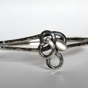 Sterling Silver and Moonstone Wire Sculpture Bangle