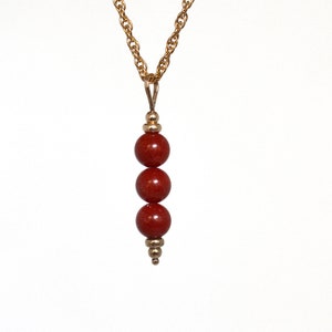 Coral Three Bead Pendant 14kt Yellow Gold