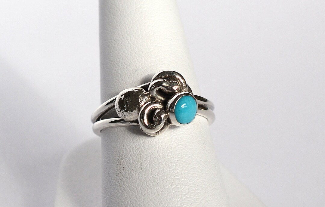 5mm Sleeping Beauty Turquoise Sterling Silver Wire Sculpture Ring - Etsy
