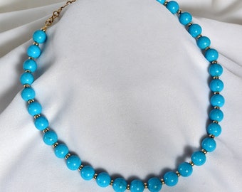 10mm Sleeping Beauty Beads with 14kt Roundel Spacers and 14kt Toggle Clasp