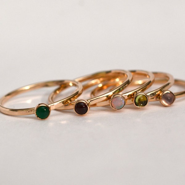 14kt Yellow Gold 3mm Birthstone Rings (Stackers)