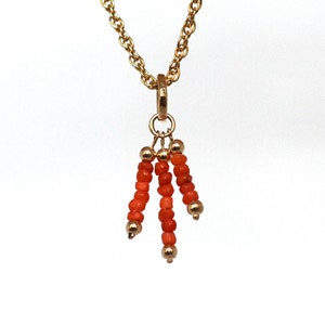 Coral Three Drop Pendant 14kt Yellow Gold