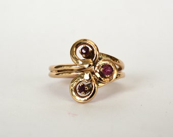 Unique 14kt Hand Forged Ruby Ring