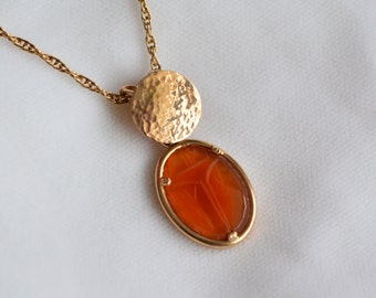 14kt Gold and Carnelian Scarab Pendant