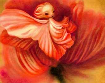 Diantha from words of Love Benjamin Lacombe Postcard Museum quality XL card pop surrealist Lowbrow artist Art Kitch Flower Girl Spring Fairy