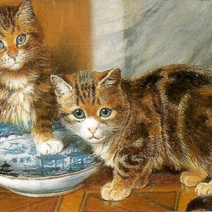 Carte de correspondance Cat No Luck Today avec enveloppe Illustration par Wilson Hepple 1854 - 1937 Qualité musée avec enveloppe Chats Animaux de compagnie Animaux de compagnie Animaux Nourriture Lait Triste