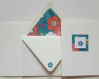 Small Card Collection - Teal Floral Blossom