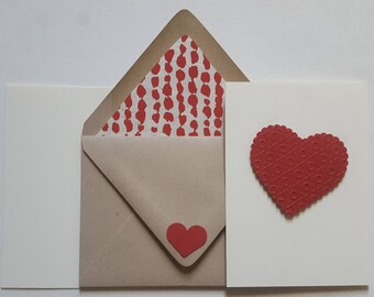 Small Card Collection - Embossed Heart Red