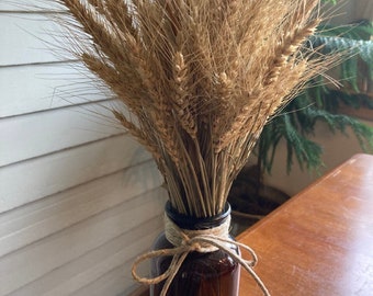 Dried Wheat in Amber Vase - Home Decor