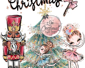 Süße festliche Nussknacker PNG, Instant Download, Sublimationsdesign, Weihnachten, Tänzerin, Nussknacker, Digital