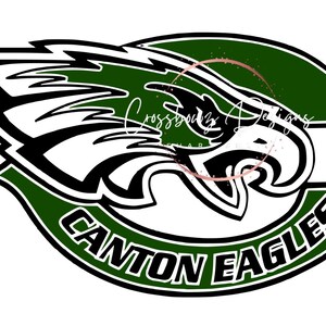 May include: Green and black logo with a stylized eagle head and the text "Canton Eagles".