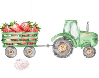 Strawberry, Festival, Tractor, Trailer, Kids, PNG, Sublimation, Digital Files, Download
