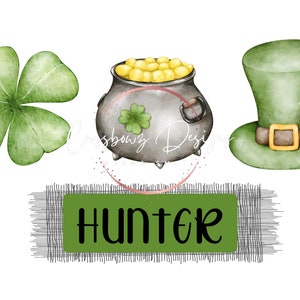 St. Patrick&#39;s Day, Green, Lucky, Pot of Gold, Clover, Irish, Holiday, PNG, Digital File, Download, DTF Printable