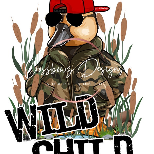 Duck, Camo, Hat, Wild Child, Hunting, Kids, Cool, PNG, Digital File, Download