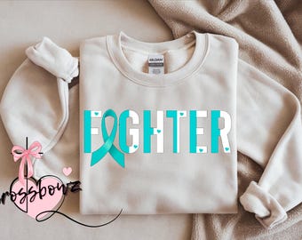 Cervical Cancer, Her Fight, Our Fight, Fighter, Warrior, Strong, Teal, Ribbon, Cancer, Women, PNG, Digital Download, File