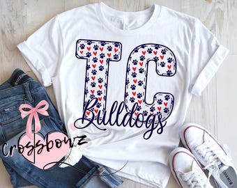 Toombs County, Bulldogs, Paw print, hearts, love, so Cute, Vidalia, Georgia, PNG, Digital File, Download