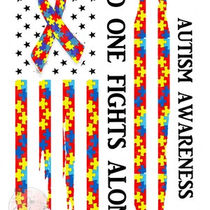 Autism Flag, Flag, No one fights alone, puzzle, ribbon, PNG, Digital File, Download, Sublimation