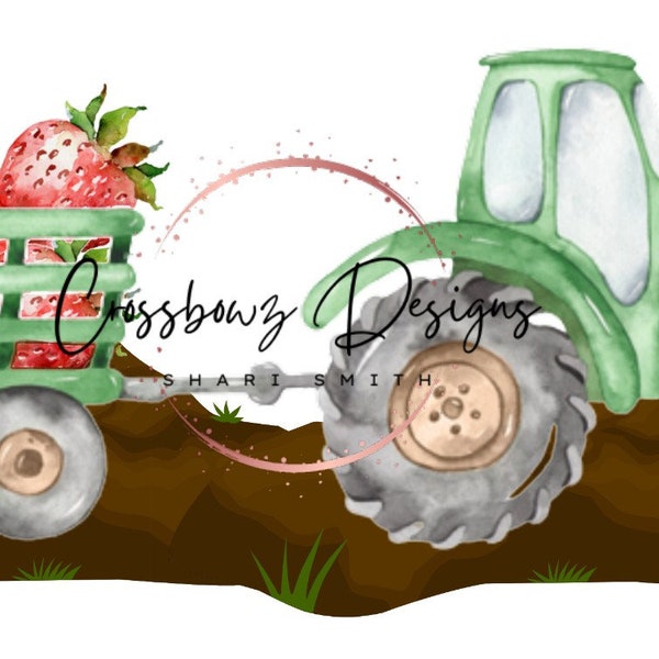 Strawberry. Tractor, dirt, Festival, fun. kids, PNG, digital file, download