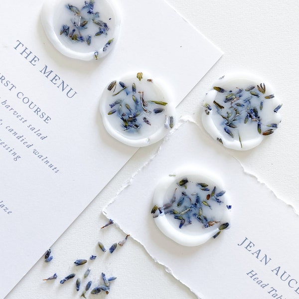 Vellum & Lavender Wax Seal Stickers // Custom Wedding Invitation Wax Seals with Adhesive Backing