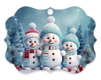 Snowman Ornament, Three Snowmen Acrylic Ornaments, Christmas tree ornaments with snowman, Chilling with my snowmies decoration