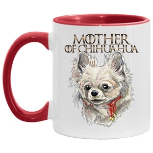 Chihuahua coffee mug, Chihuahua mug, long hair chihuahua, funny dogs gift, dog mom, dog dad gift, Mother of Chihuahua Accent Mug