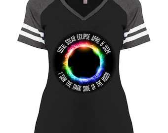 Solar Eclipse shirt, Eclipse 2024 gifts, I Saw the Dark Side of the Moon, Total Solar Eclipse April 8 2024, Ladies&#39; Game V-Neck T-Shirt