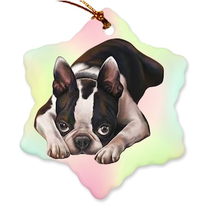 Boston Terrier Christmas Ornament, Two Different Sides, Porcelain Ornaments, Boston Terrier Gifts, Boston Terrier mom, Dog dad gift