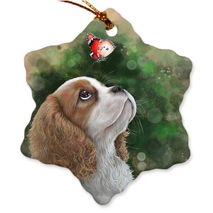 Porcelanowe ozdoby, Cavalier King Charles Spaniel Dekoracja choinkowa, Dekoracje świąteczne, Szczeniak King Charles Spaniel, Prezent świąteczny