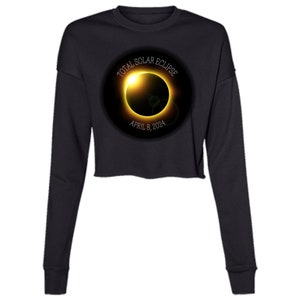 Total Solar Eclipse April 8, 2024, Ladies&#39; Cropped Fleece Crew, Cropped Top long sleeve Solar eclipse 2024 shirt, April Eclipse gifts