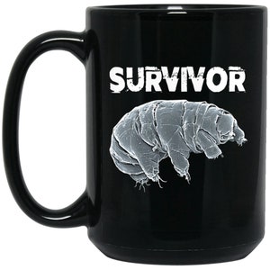 Tardigrade, Water Bear, Survivor Mug, Large 15 oz. Black Coffee Mug