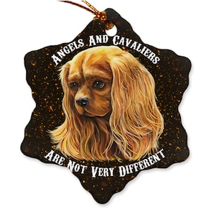 King Charles Spaniel Christmas Tree Ornament, Porcelain Ornaments, Ruby Cavalier King Charles Spaniel tree decoration, Angels and Cavaliers