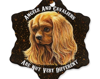 Koning Charles Spaniel Kerstboom Ornament, Porselein ornamenten, Ruby Cavalier Koning Charles Spaniel boom decoratie, Engelen en Cavaliers