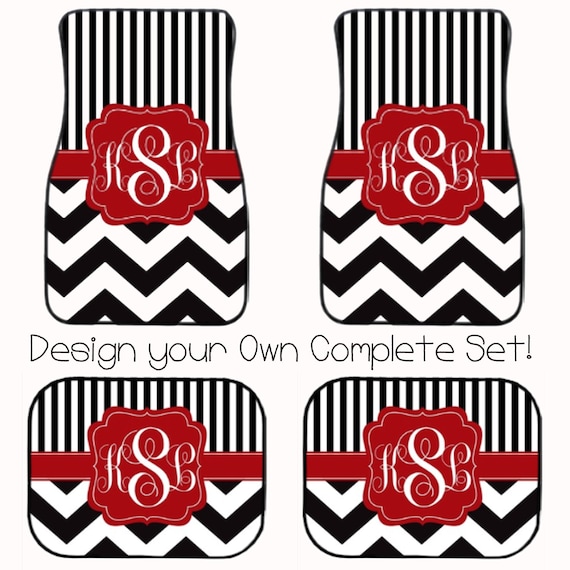 Full Set Monogrammed Car Mats Design Your Own With Chevron Etsy