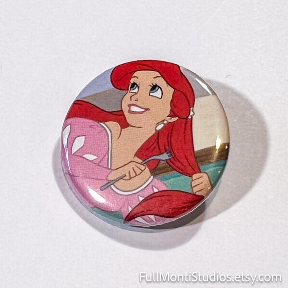 ARIEL, The Little Mermaid - 1.25" Pinback Button Handmade from Vintage Children's Books - One of a Kind Button Pin