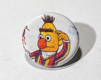 BERT, Bert & Ernie, Sesame Street - 1.25" Pinback Button Handmade from Vintage Children's Books - One of a Kind Button Pin