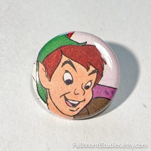 PETER PAN - 1.25" Pinback Button Handmade from Vintage Children's Books - One of a Kind Button Pin