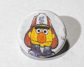 Firefighter BERT, Bert & Ernie, Sesame Street - 1.25" Pinback Button Handmade from Vintage Children's Books - One of a Kind Button Pin