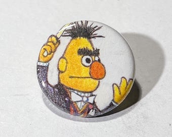 BERT, Bert & Ernie, Sesame Street - 1.25" Pinback Button Handmade from Vintage Children's Books - One of a Kind Button Pin