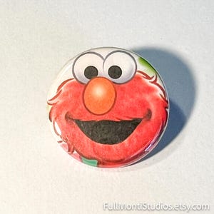 ELMO, Sesame Street - 1.25" Pinback Button Handmade from Vintage Children's Books - One of a Kind Button Pin