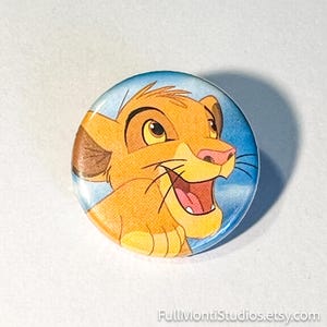 SIMBA, The Lion King - 1.25" Pinback Button Handmade from Vintage Children's Books - One of a Kind Button Pin