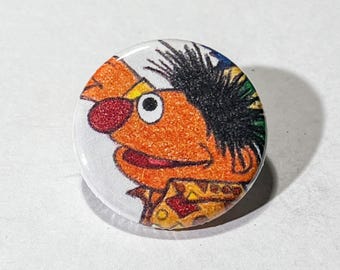 ERNIE, Bert & Ernie, Sesame Street - 1.25" Pinback Button Handmade from Vintage Children's Books - One of a Kind Button Pin