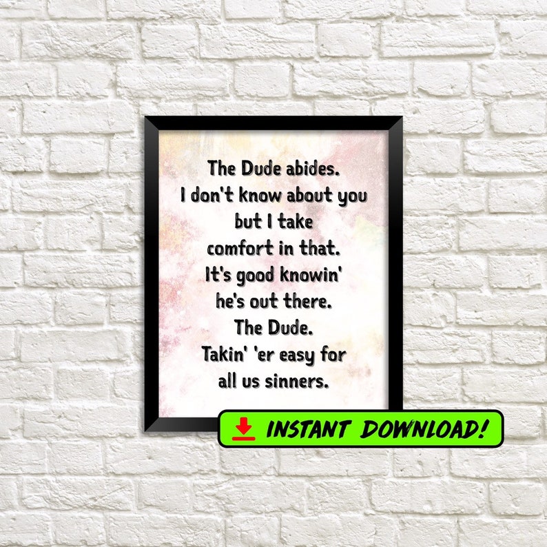 THE BIG LEBOWSKI The Dude Abides Citation de film Etsy