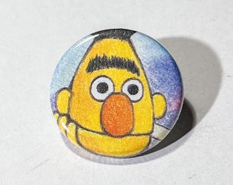 BERT, Bert & Ernie, Sesame Street - 1.25" Pinback Button Handmade from Vintage Children's Books - One of a Kind Button Pin