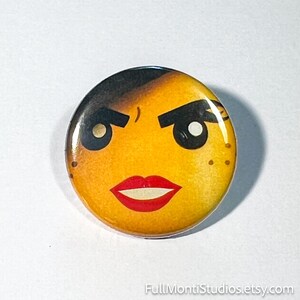 LEGO MINI-FIGURE Face - 1.25" Pinback Button Handmade from Vintage Comic Books - One of a Kind Button Pin