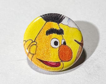 BERT, Bert & Ernie, Sesame Street - 1.25" Pinback Button Handmade from Vintage Children's Books - One of a Kind Button Pin