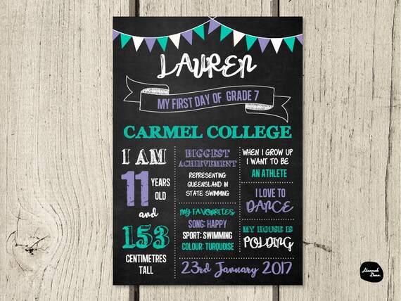 First Day Of School Milestone Keepsake Primary High Etsy