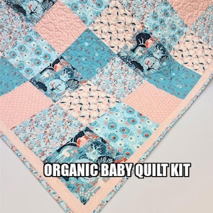Organic Quilt Kit, Girl, Baby Quilt Kit, Lap, Floral, Modern Love, Do It Yourself, DIY