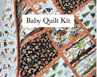 Rustic Woodland Quilt Kit, Toddler, Baby, Boy, Crib, Browns, Animals, New Baby, Forest, Trees, Patchwork, Brown